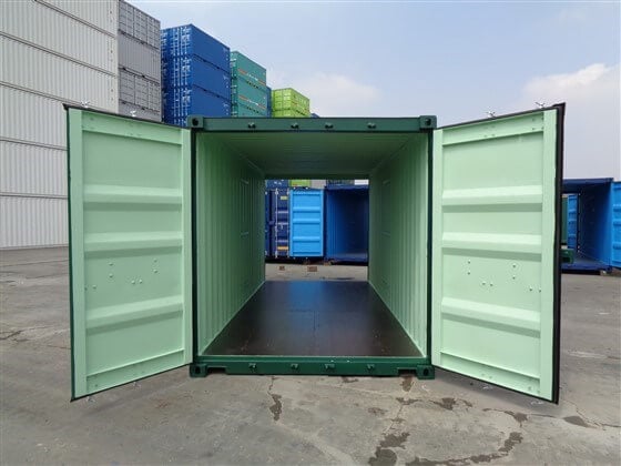 Contenedor marítimo 20 pies doubles puertas verde nuevo